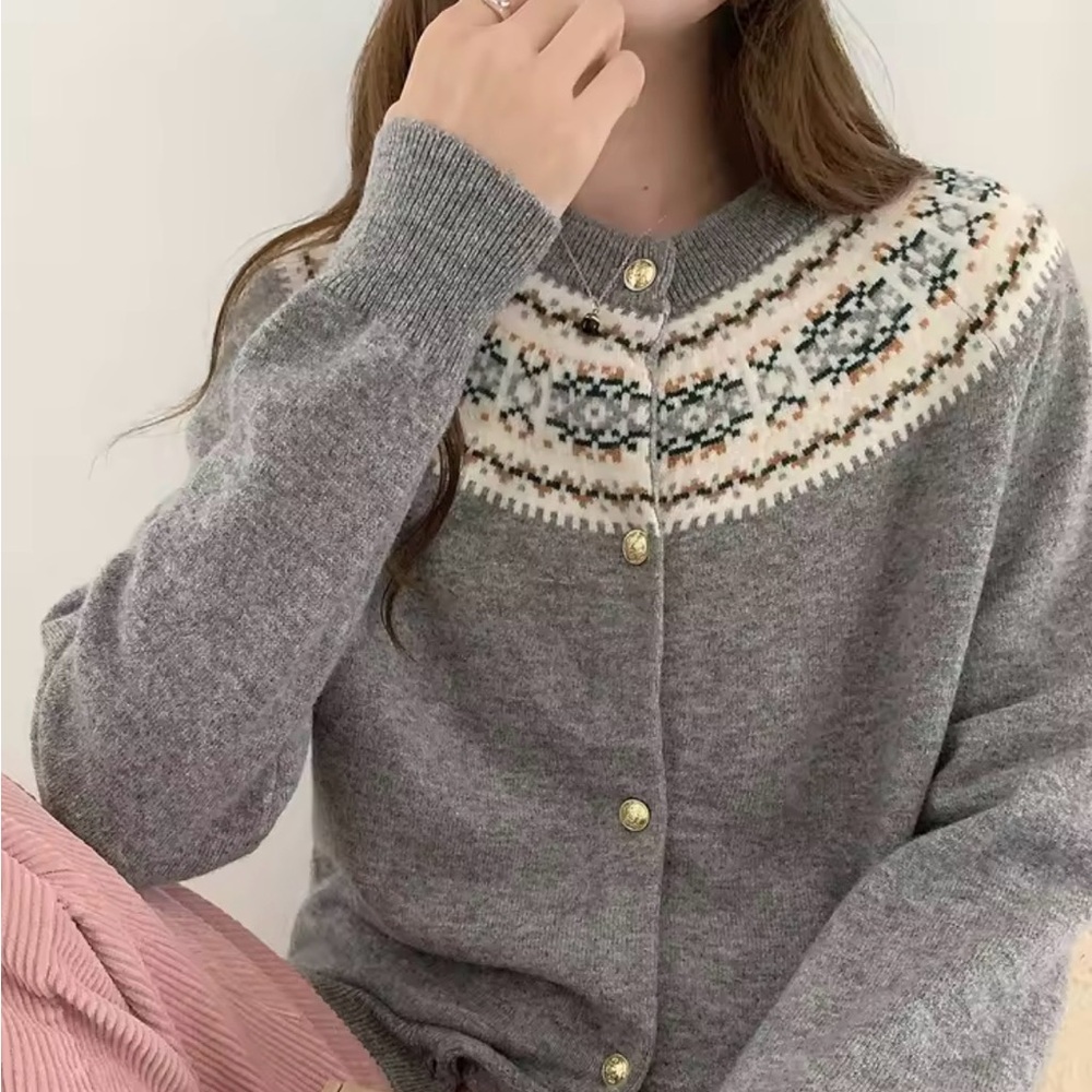 Gray Patterned Women's Sweater
